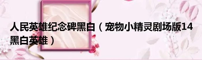 人民英雄纪念碑黑白（宠物小精灵剧场版14 黑白英雄）