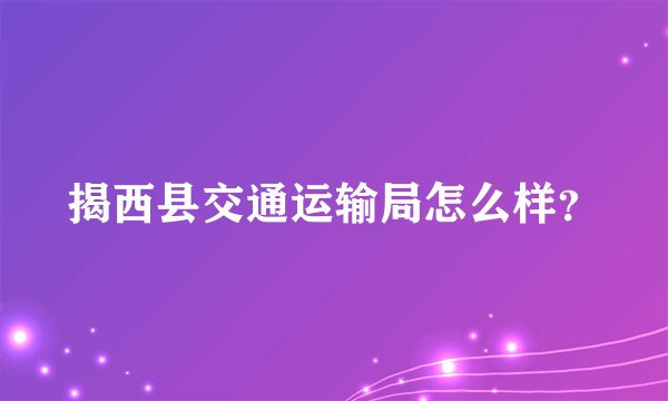 揭西县交通运输局怎么样？