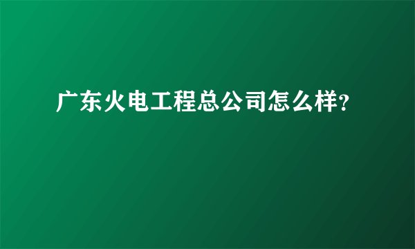 广东火电工程总公司怎么样？