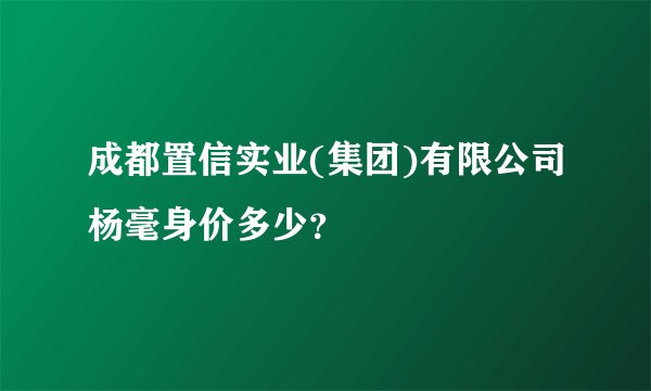 成都置信实业(集团)有限公司杨毫身价多少？