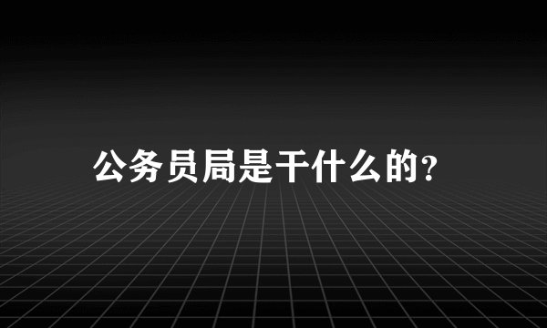 公务员局是干什么的？
