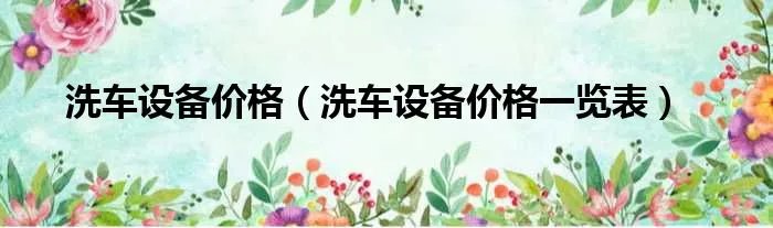 洗车设备价格(洗车设备价格一览表)