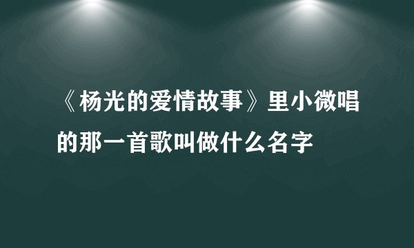《杨光的爱情故事》里小微唱的那一首歌叫做什么名字