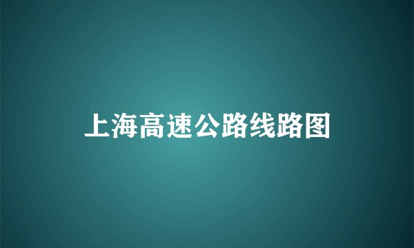上海高速公路线路图