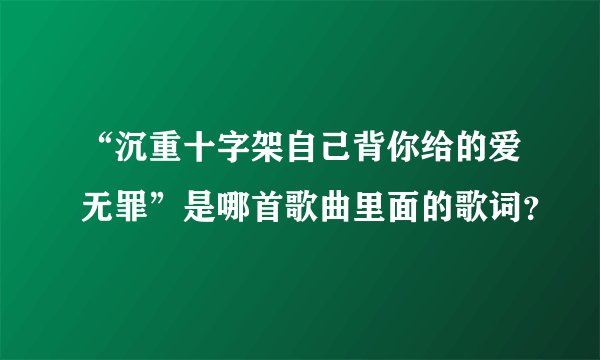 “沉重十字架自己背你给的爱无罪”是哪首歌曲里面的歌词？