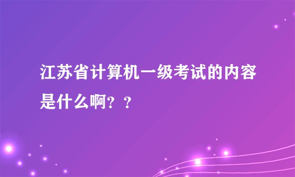 江苏省计算机一级考试的内容是什么啊？？