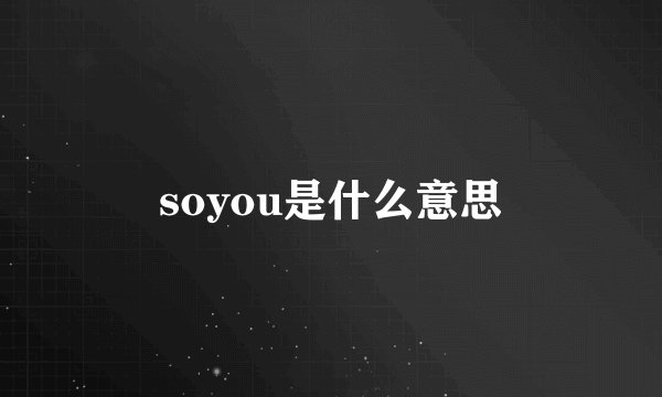 soyou是什么意思