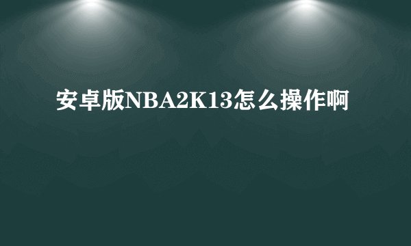 安卓版NBA2K13怎么操作啊