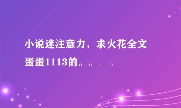 小说迷注意力，求火花全文 蛋蛋1113的。。。。