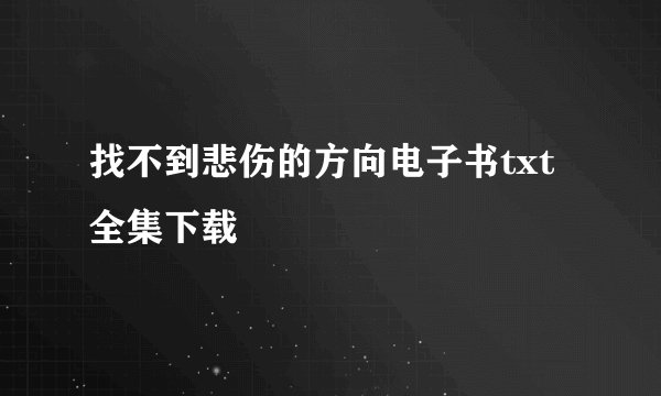 找不到悲伤的方向电子书txt全集下载