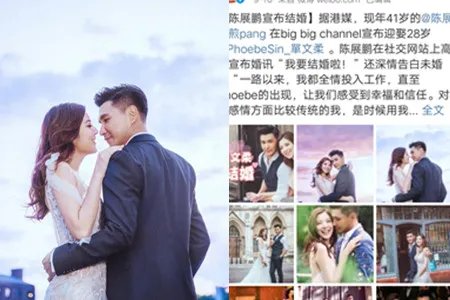 陈展鹏宣布婚讯 深情告白未婚妻