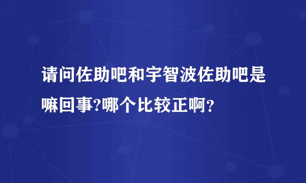 请问佐助吧和宇智波佐助吧是嘛回事?哪个比较正啊？
