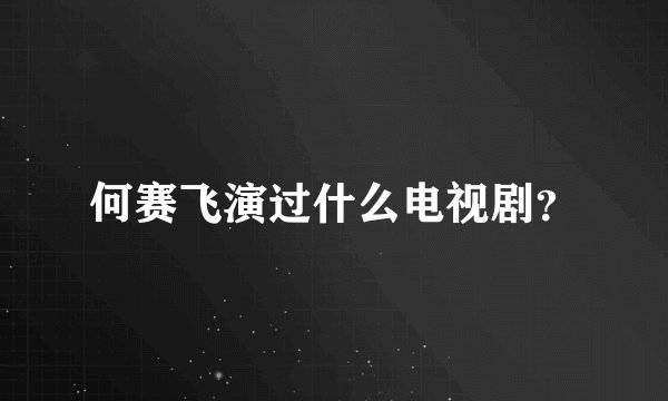 何赛飞演过什么电视剧？