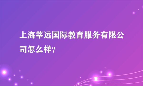 上海莘远国际教育服务有限公司怎么样？