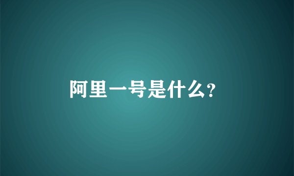 阿里一号是什么？