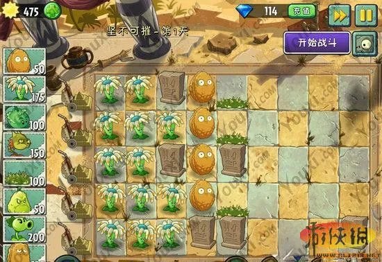 《植物大战僵尸2》埃及坚不可摧第一天攻略