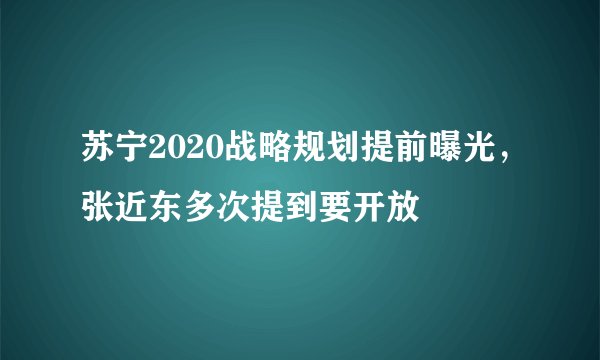 苏宁2020战略规划提前曝光，张近东多次提到要开放