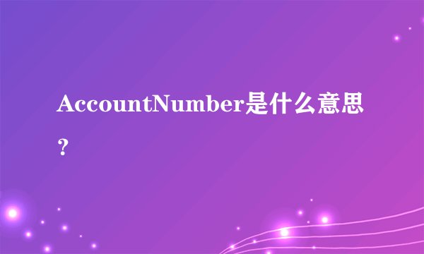 AccountNumber是什么意思？