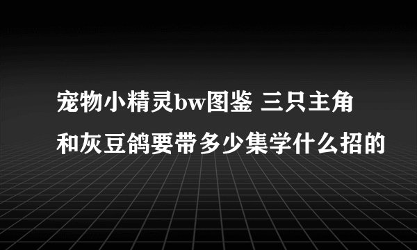 宠物小精灵bw图鉴 三只主角和灰豆鸽要带多少集学什么招的