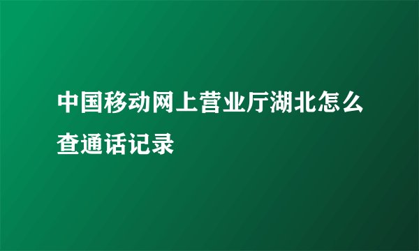 中国移动网上营业厅湖北怎么查通话记录