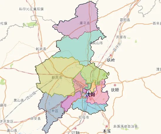 沈阳地图区域划分