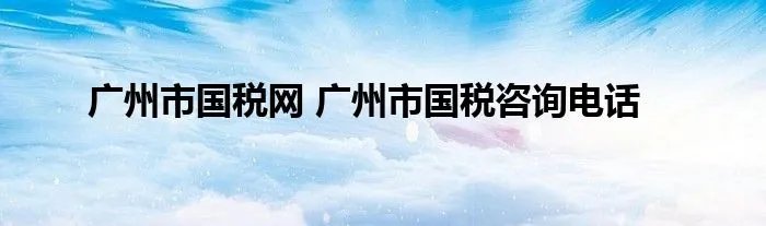 广州市国税网 广州市国税咨询电话