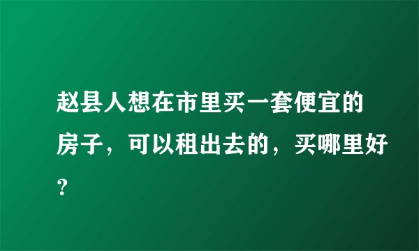 赵县人想在市里买一套便宜的房子，可以租出去的，买哪里好？