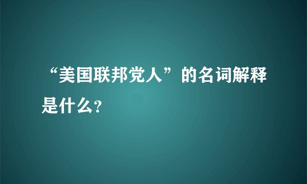 “美国联邦党人”的名词解释是什么？