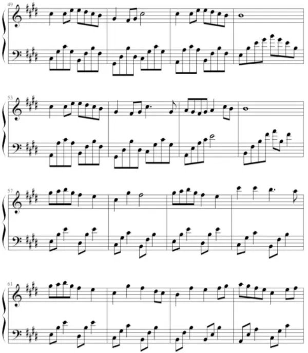 雪之梦c调完整谱