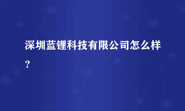 深圳蓝锂科技有限公司怎么样？