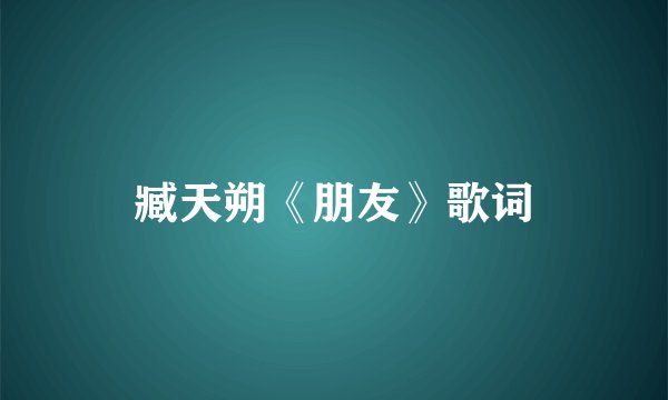 臧天朔《朋友》歌词