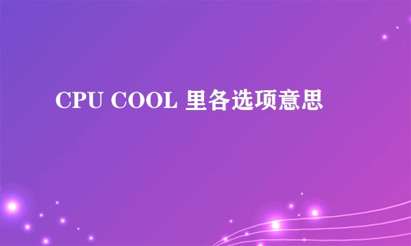 CPU COOL 里各选项意思