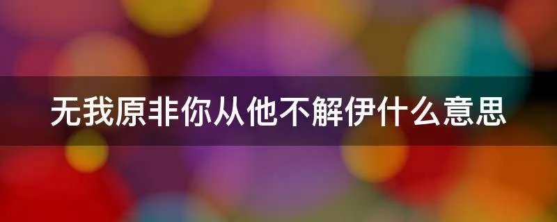 无我原非你从他不解伊什么意思