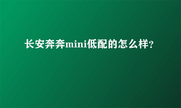 长安奔奔mini低配的怎么样？