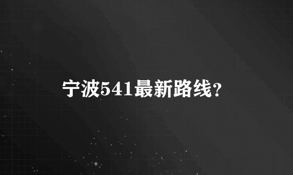 宁波541最新路线？