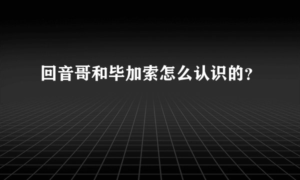 回音哥和毕加索怎么认识的？