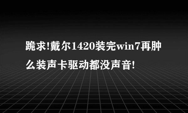 跪求!戴尔1420装完win7再肿么装声卡驱动都没声音!