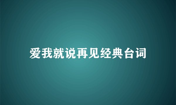 爱我就说再见经典台词