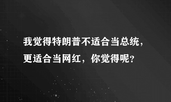 我觉得特朗普不适合当总统，更适合当网红，你觉得呢？