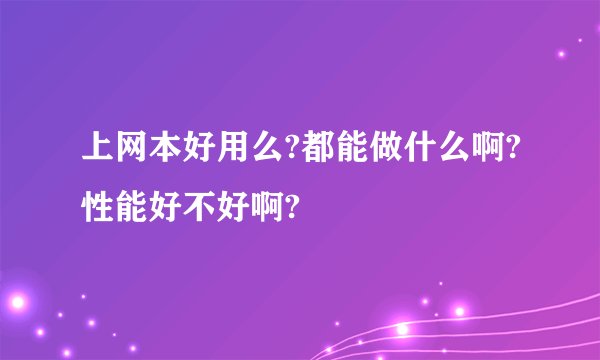 上网本好用么?都能做什么啊?性能好不好啊?