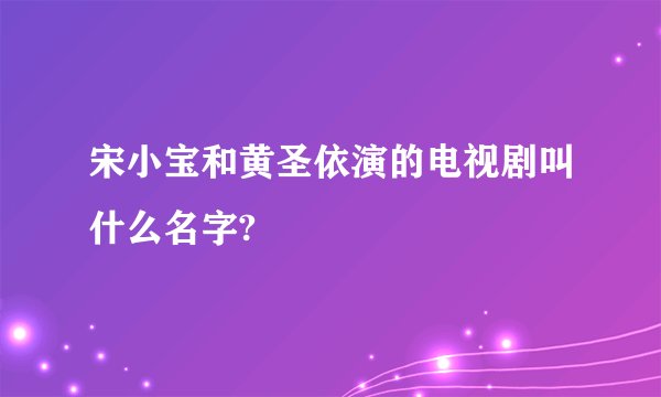 宋小宝和黄圣依演的电视剧叫什么名字?