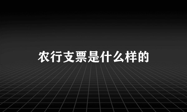 农行支票是什么样的