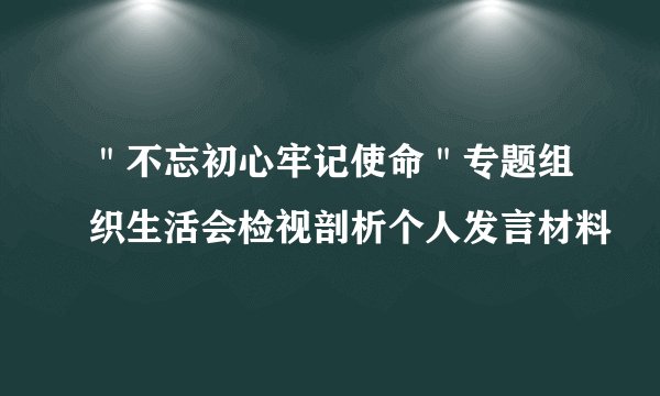 ＂不忘初心牢记使命＂专题组织生活会检视剖析个人发言材料
