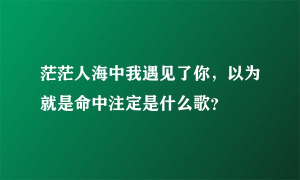 茫茫人海中我遇见了你，以为就是命中注定是什么歌？