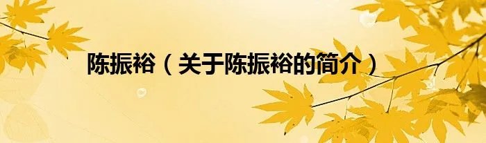 陈振裕（关于陈振裕的简介）