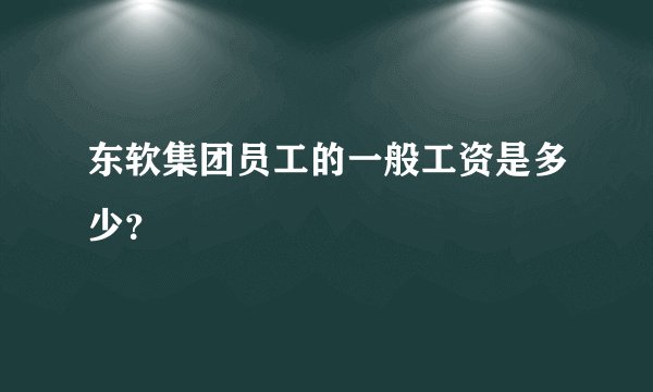 东软集团员工的一般工资是多少？