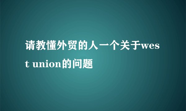 请教懂外贸的人一个关于west union的问题