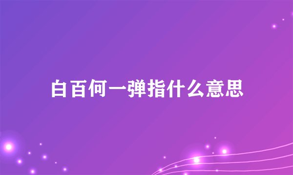白百何一弹指什么意思
