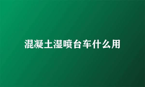 混凝土湿喷台车什么用