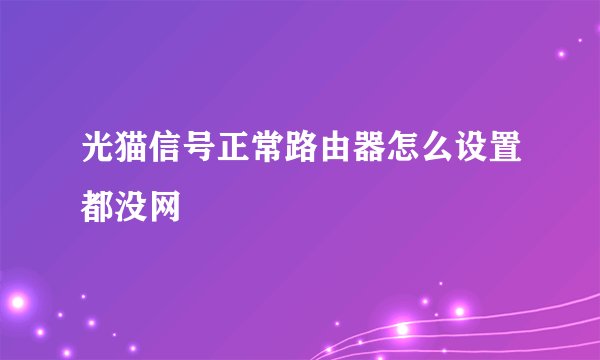 光猫信号正常路由器怎么设置都没网